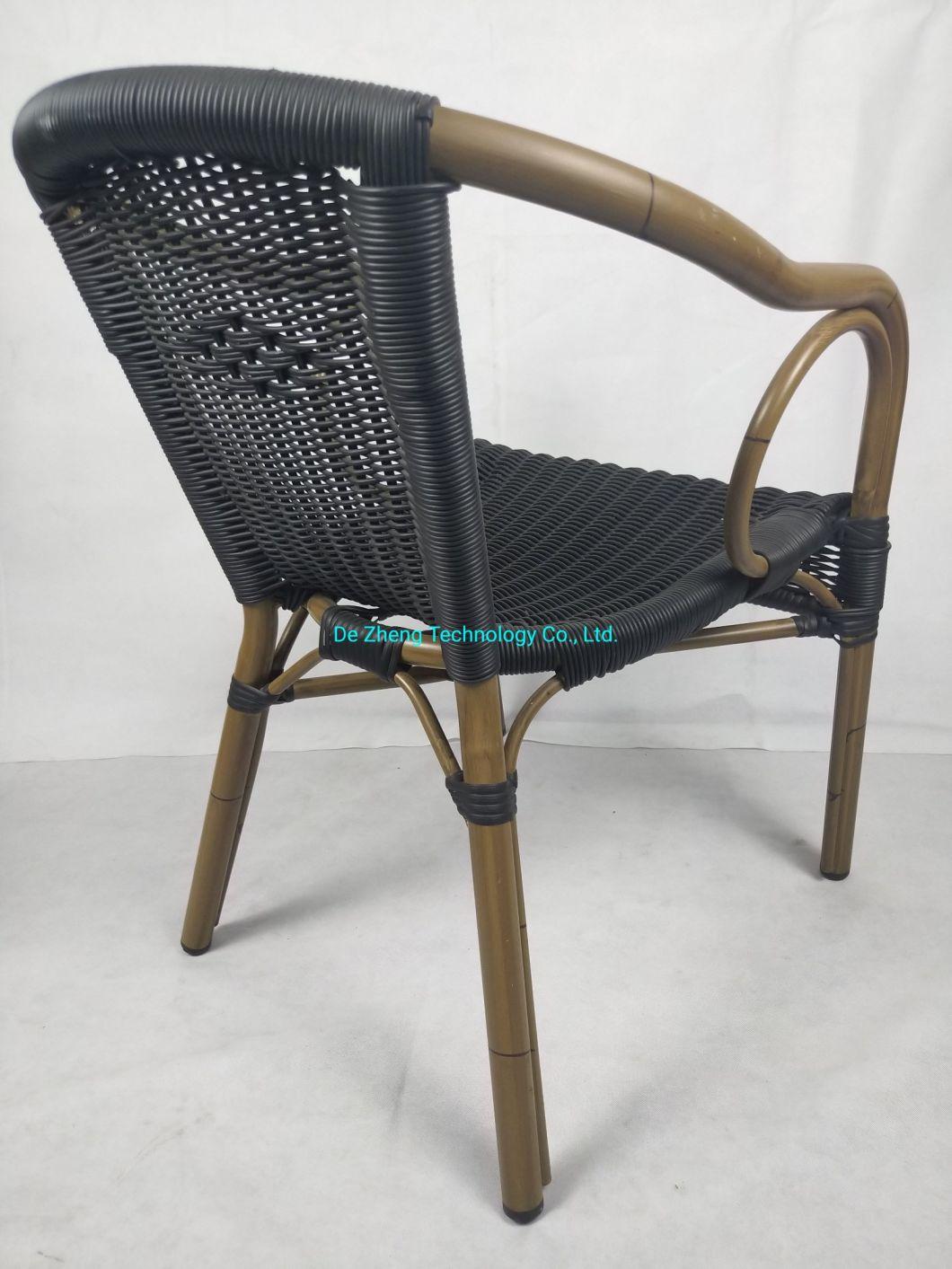 Paris Patio Garden Bistro Style Rain Resistance Rattan Dining Side Chair for Outdoor Restaurant Used
