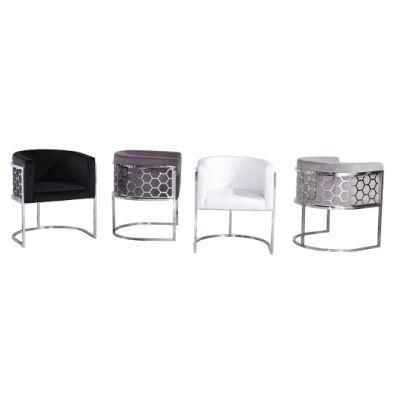 Modern Restaurant Design Metal Velvet Stainless Steel Legs Dining Chairs