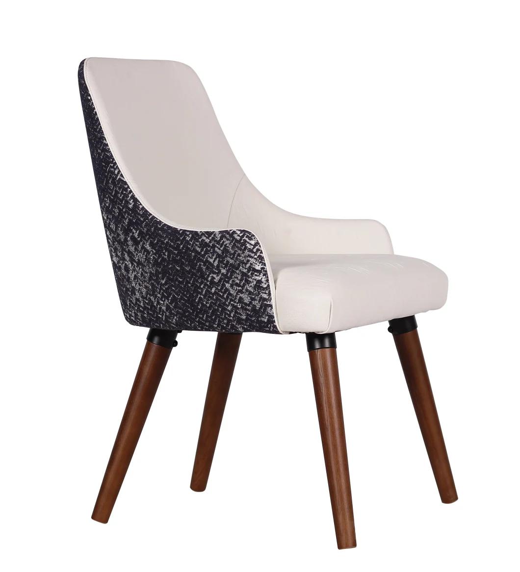 Modern Restaurant Knocked Down Wood Legs Fabric Upholstery Dining Chair