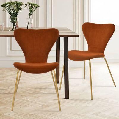 Modern Accent Upholstery Fabric Dining Chair with Gold Chrome Leg