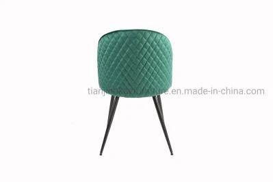 Italian Luxury Elegant Velvet Fabric Dining Room Set Chairs Furniture with Gold Metal Leg