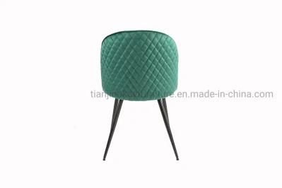 Italian Luxury Elegant Velvet Fabric Dining Room Set Chairs Furniture with Gold Metal Leg