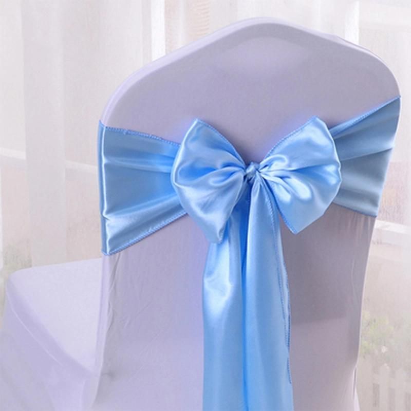 Low Price Cheaper Wedding Party Event Decoration Bandage Plain Dyed Satin Fabric Chair Sashes on Sale