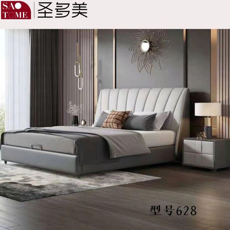 Luxury Wooden Leather King Size Bed for Modern Home Bedroom Furniture