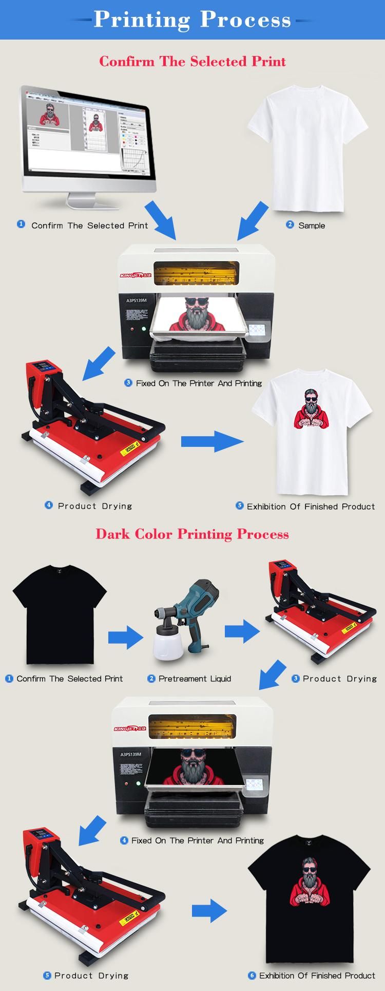 Impresora Textil DTG Fabric T Shirt Flat Bed Printer for Tshirt