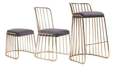 Stainless Steel Bar Chair in Gold with Fabric