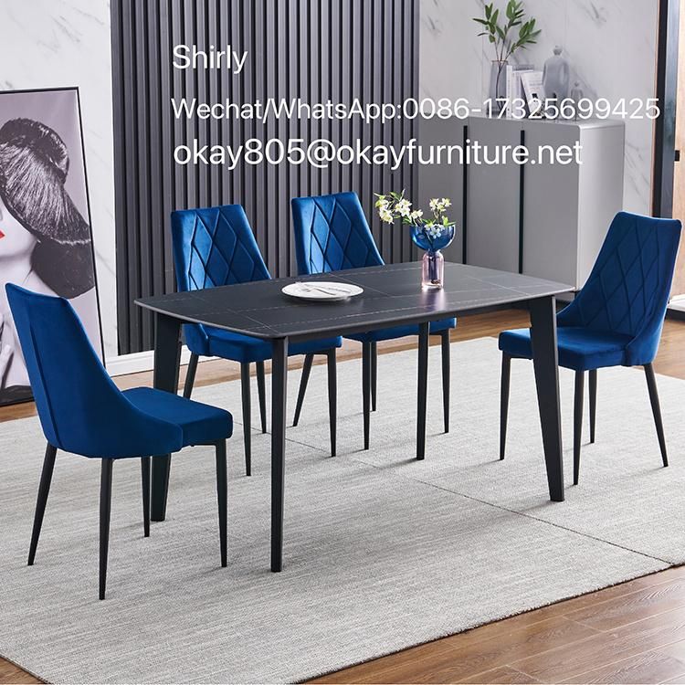 Dining Fabric Chairs Black Metal Style Velvet Fabric Dining Chairs