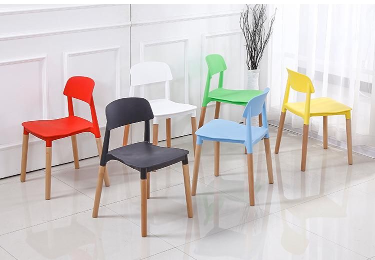 Popular Customized Nordic Rustic Stacking Plastic Seat Solid Beech Wood Dining Chair