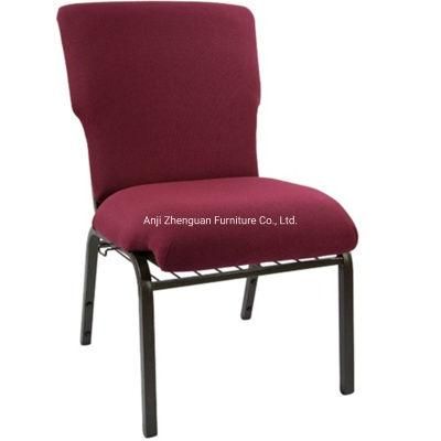 Professional Manufacturer of 21 Inch Wide Metal Maroon Fabric Worship Chair (ZG13-003)