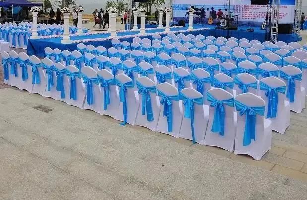 Low Price Cheaper Wedding Party Event Decoration Bandage Plain Dyed Satin Fabric Chair Sashes on Sale