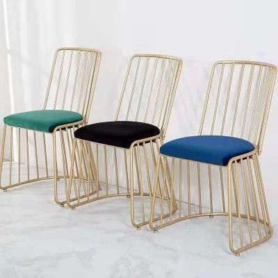Modern Hot Sale Gold Painting Tubular Metal Dining Chair with Velvet Seat