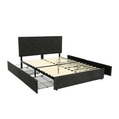 Double/King Size Soft Bed for Export Fabric Bed with Drawer Linen Bed Frame