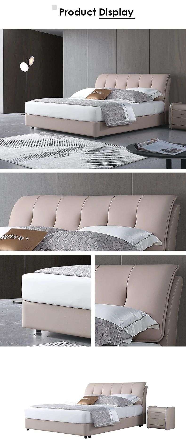 Modern Chinese Bedroom Furniture Super Soft Pastel Color King Bed