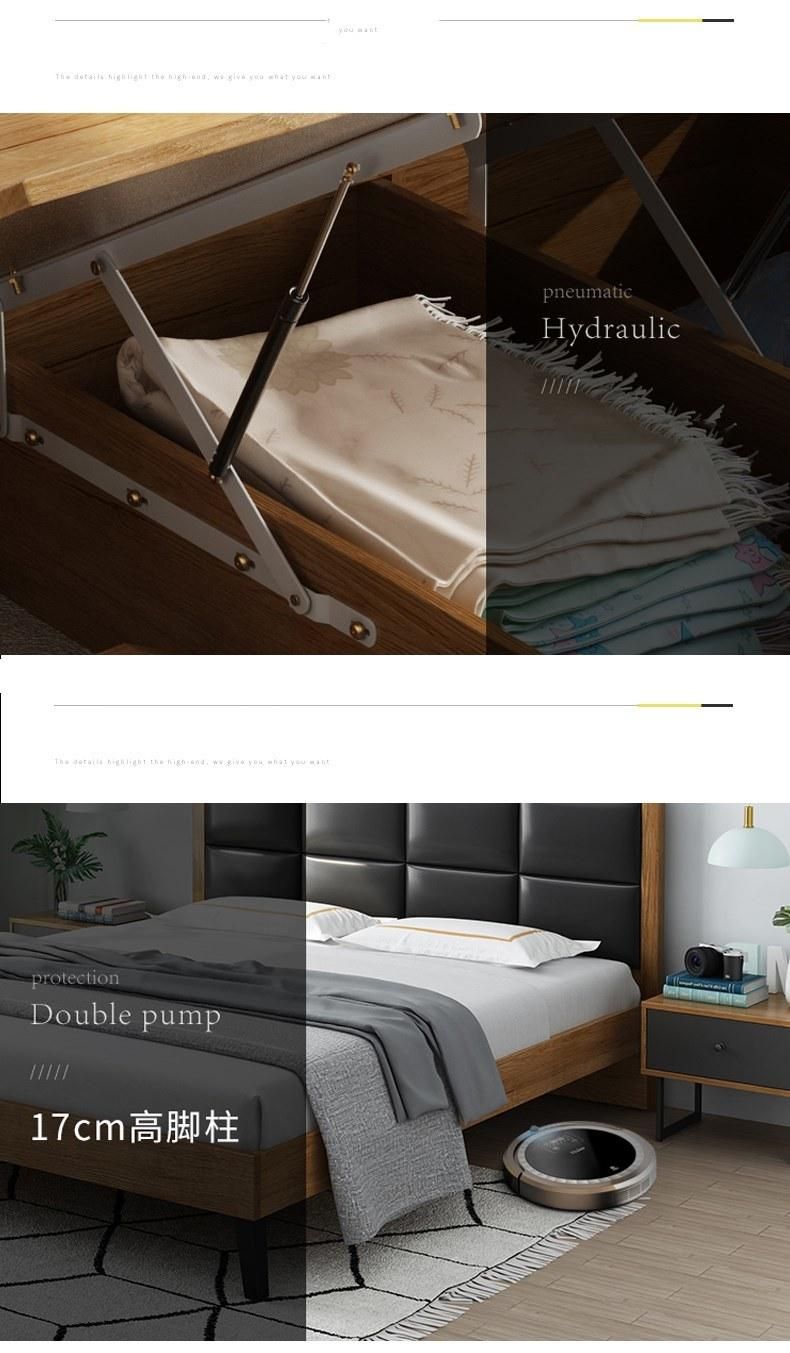 Home Furniture White Double Bed Design Modern Wood Melamine Bed