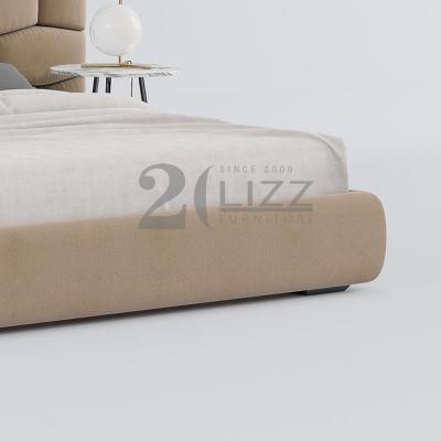 Luxury Hotel &amp; Home Bedroom Furniture Modern Fabric Headboard King Size Bed with Good Quality