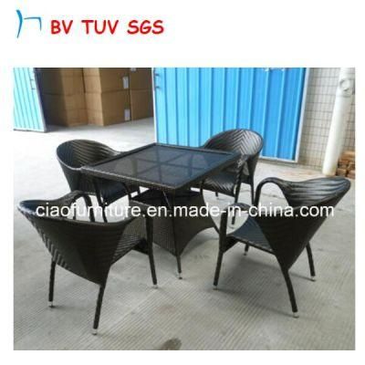 Fishbone Weaving Dining Set Table with Chair