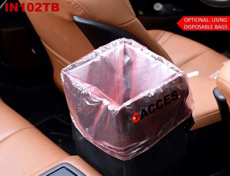 Cacces Car Rubbish Can,Car Trash Bin with Lid&Side Pockets, Foldable&Waterproof Auto Trash Bag Oxford, Auto Garbage Bag Hanging for Headrest, Car Boot Organiser