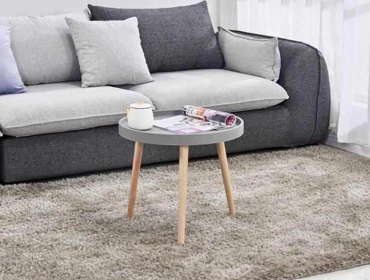Minimalist Living Room Side Corner Table Wooden Legs Plastic Top Coffee Nest Table for Home