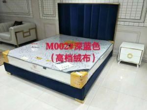Hotel Platform Bed Upholstered Velvet Fabric with Stainless Steel Frame