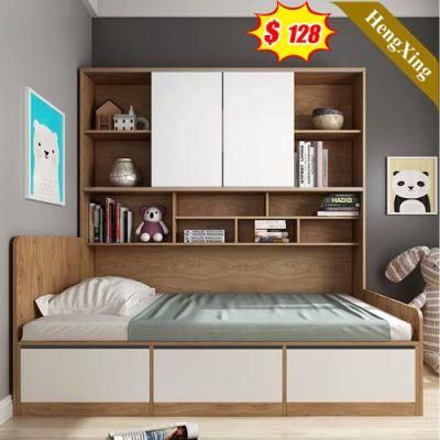 New Design Modern Home Hotel Bedroom Furniture Set MDF Wooden King Bed Storage Wall Double Single Bed (UL-22NR60137)