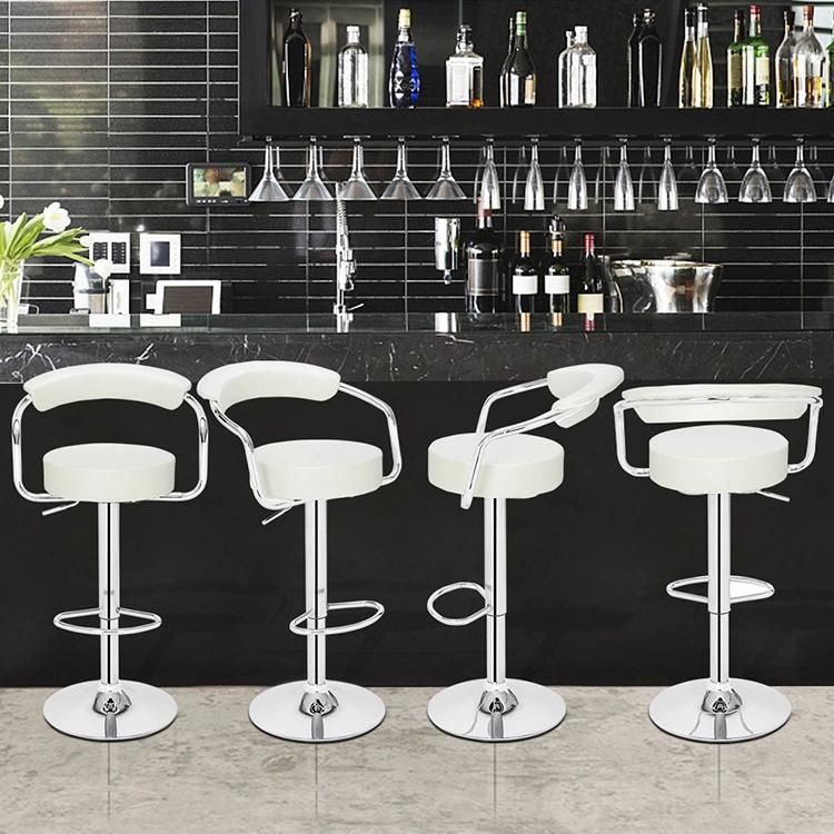 Modern Cafe Furniture White PU Leather High Bar Chairs for Sale