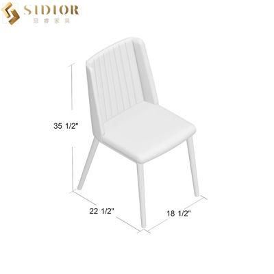 SGS Wood Grain Metal Legs Modern Fabric Upholstered Dining Chairs