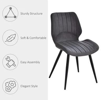PU Leather Dining Chair Moulded Seats Armless Steel Frame Modern