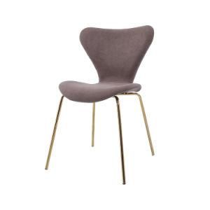 Modern Design Fabric Upholstered Seat Gold Painted Legs Dining Chair