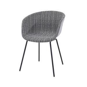 Modern Design PP Backrest Fabric Cushion Cup Seat Black Lacquered Leg Dining Chair
