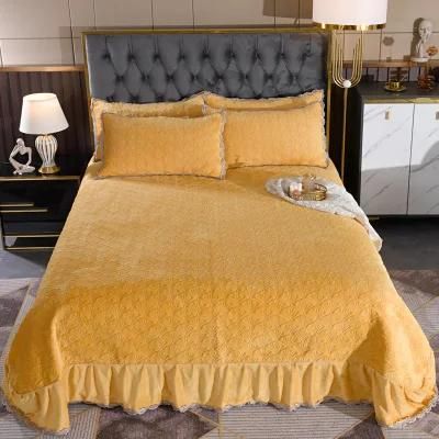 Universal for Adults and Kids Bed Skirt Style Milk Velvet Fabric for Bed Spread Bedspreads