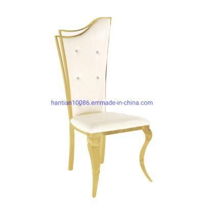Fashion Foshan High Back Gold Bridal Chair Great Quality White Cushion Dining Chairs