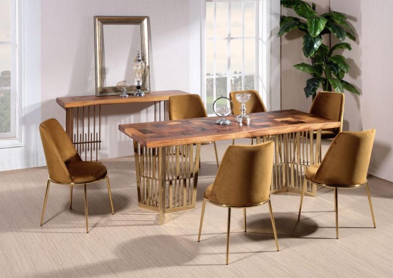 Design Guild Velvet Dining Chair Furniture with Brass Legs Gold