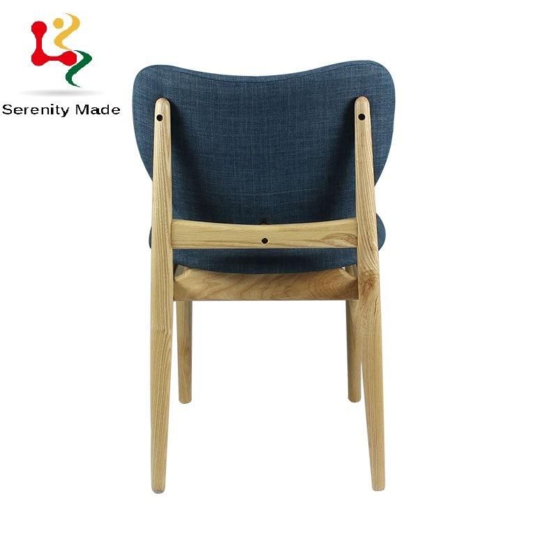 Commercial Restaurant Furniture Fabric Upholstered Seat and Back Dining Chairs with Wooden Legs