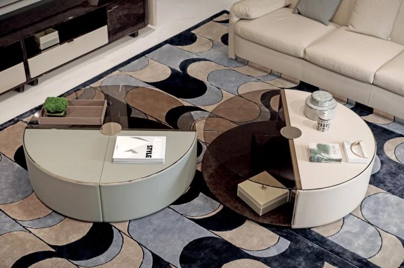Modern Special Unique Design Living Room Center Table Set Luxury Round Marble Top Gold Stainless Steel Base Sectional Coffee Table