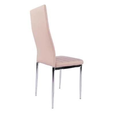 Wholesale Dining Room Furniture Chromed Iron Legs Pink PVC Leather Dining Chair