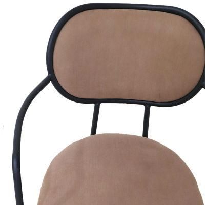 Factory Direct Home Furniture Metal Leg Brown Velvet Fabric Dining Chair