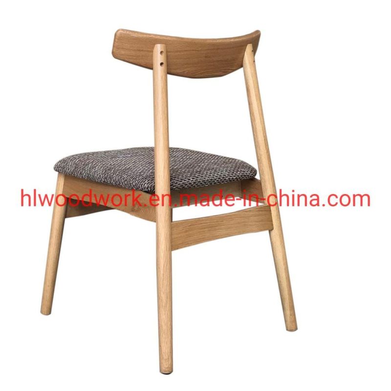 Dining Chair Oak Wood Frame Natural Color Fabric Cushion Grey Color K Style Wooden Chair Furniture Office Chair