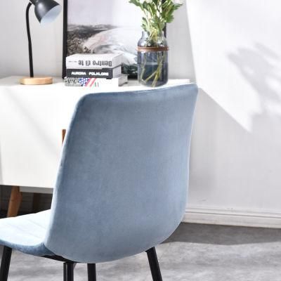 Wholesale Modern Design Furniture Tufted Back Stainless Steel Velvet Fabric Upholstered Dining Chair