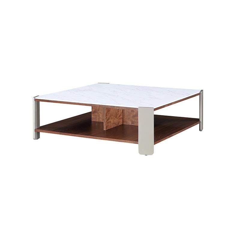 Modern Foshan Factory Wholesale Center Tea Table Wooden Home Furniture Living Room Square Marble Coffee Table