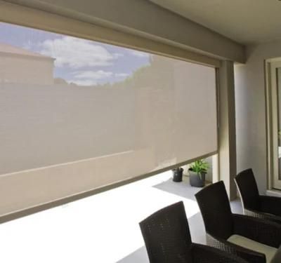 Exterior Motorized Zipscreen Windproof Shades Zip Track Screen Fabric Roller Blinds