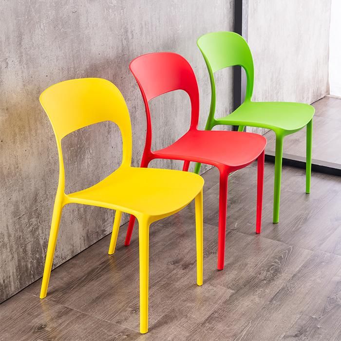 Stackable Modern Geometry Dining Chair 200 Kgs for Heavy Person Outdoor Plastic Furniture Chaise White Fancy Dining Room Chairs
