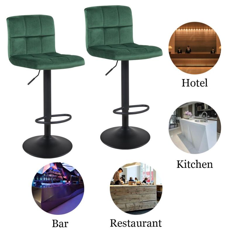 Kitchen Adjustable Leather Bar Chair Stools with Back Rest Arms