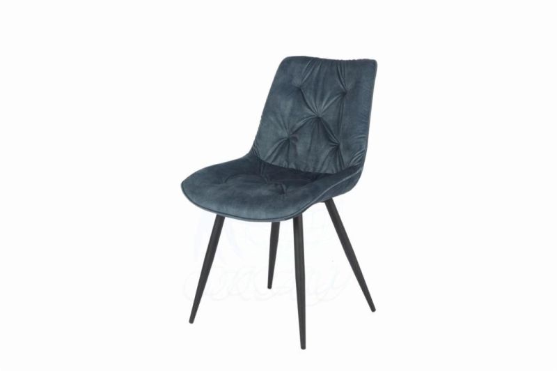 Modern Furniture Velvet Fabric Dining Chair with Steel Tube Painting Legs