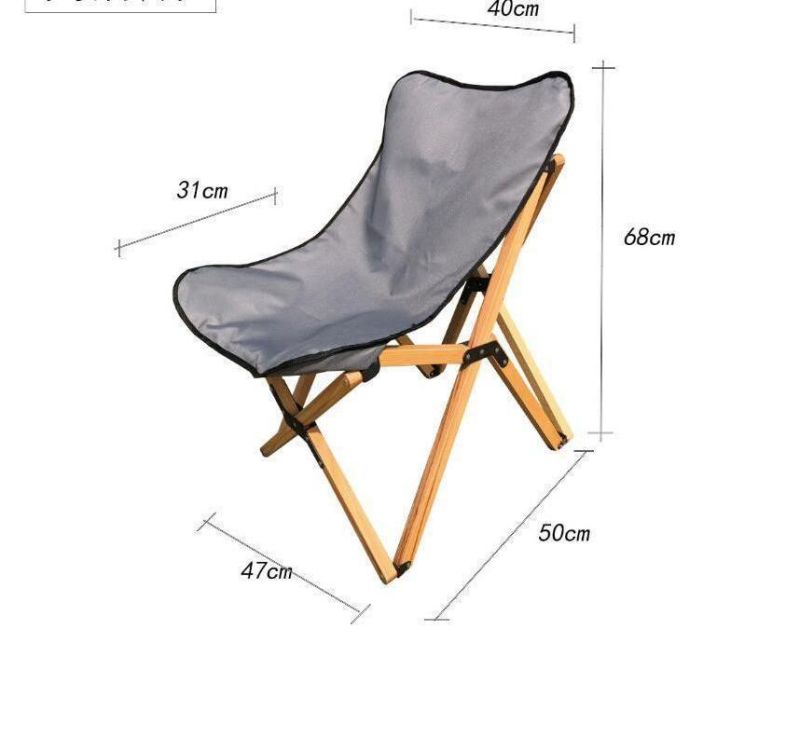 Factory Price Wholesale Outdoor Wooden Fabric Portable Light Weight Folding Moon Chairs Patio Foldable Chair for Fishing Beach Camping Drawing Picnic