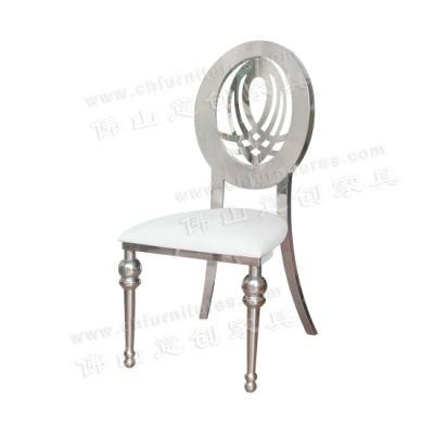 High Quality Modern Silver Stainless Steel White Big Seat Bag Hotel Wedding Banquet Chair