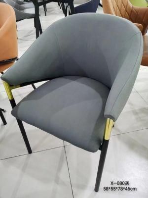 High Quality Leisure Armrest Restaurant Chair Modern Fabric Luxury Metal Furniture Dining Chair