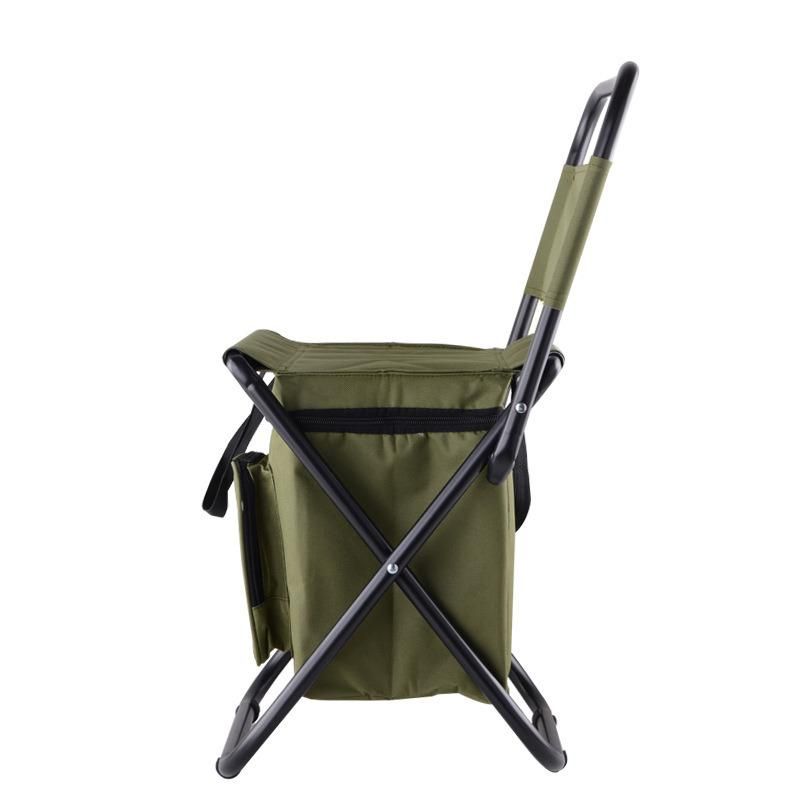 Outdoor Travel Camping Folding Fishing Chair with Insulated Cooler Bag