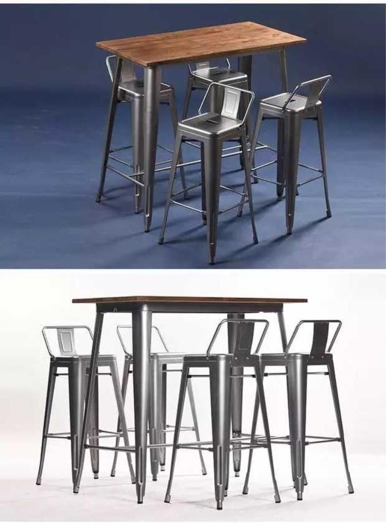 Metal Stackable Outdoor Bar Chair and Table Vintage Stackable Metal Painting Stools for Bar