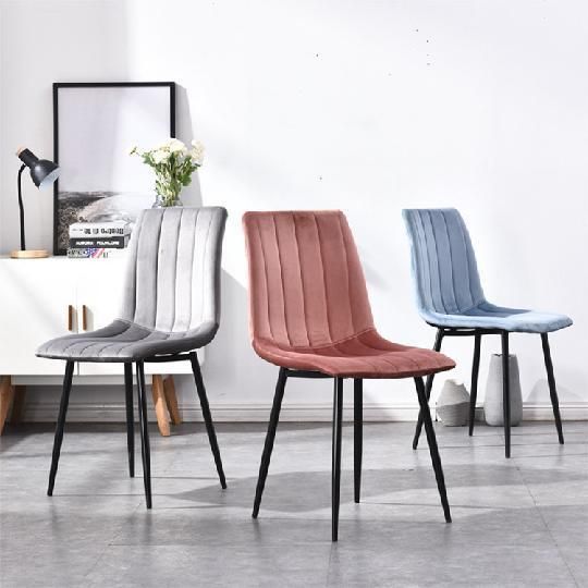 Wholesale Modern Design Furniture Tufted Back Stainless Steel Velvet Fabric Upholstered Dining Chair