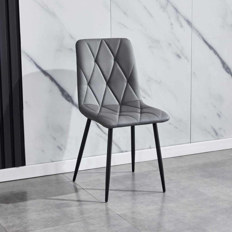 Home Furniture Modern Luxury PU Leather Dining Room Chairs with Metal Legs